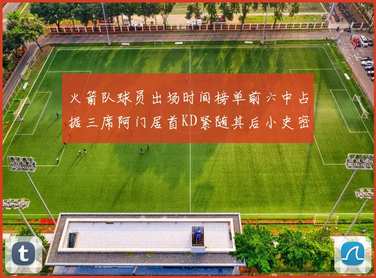 火箭队球员出场时间榜单前六中占据三席阿门居首KD紧随其后小史密斯位列第六